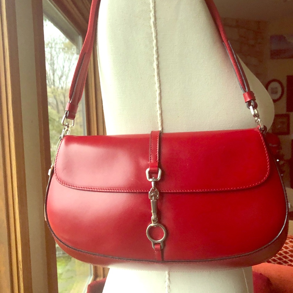 Vintage  Prada slim shoulder bag in red.